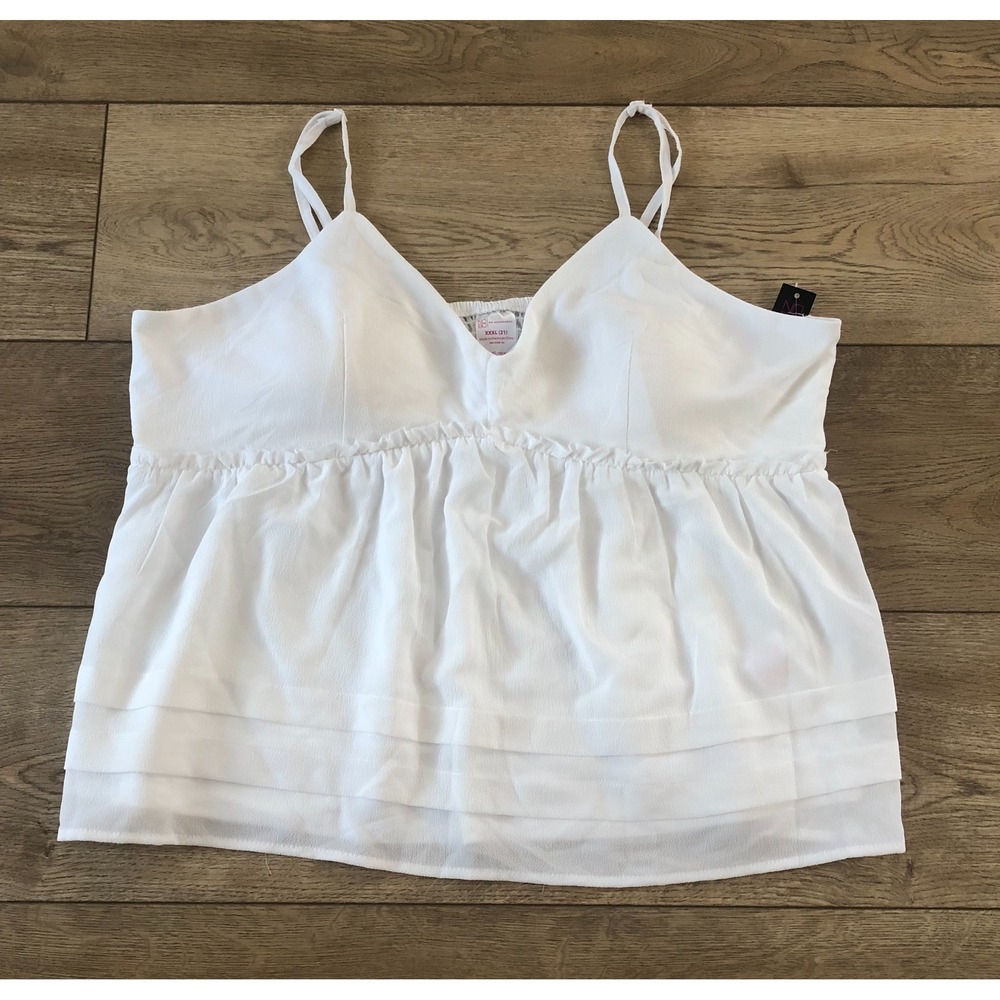 No Boundaries Y2K Babydoll Cami Tank Top White 3XL Boho Fairycore Whimsy NWT